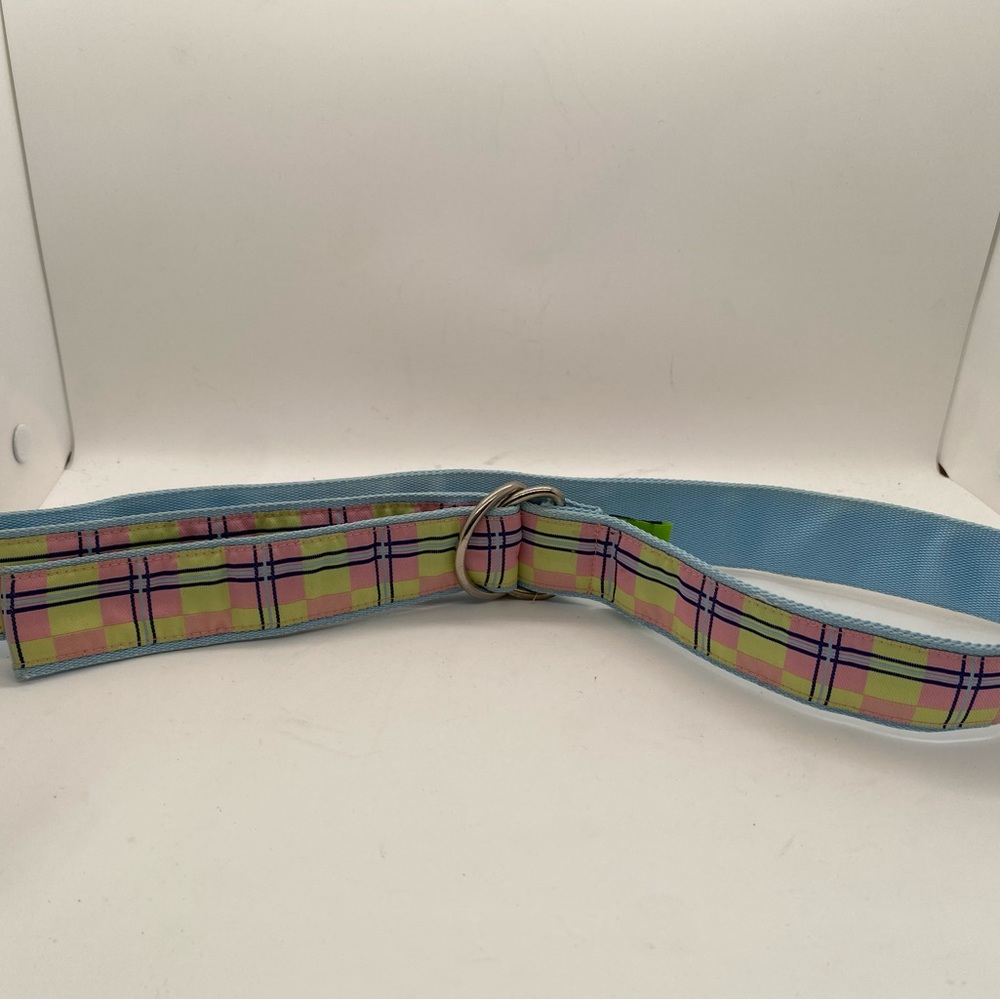 Toe Goz Pink/Yellow Checkerboard Canvas/Ribbon Belt Medium